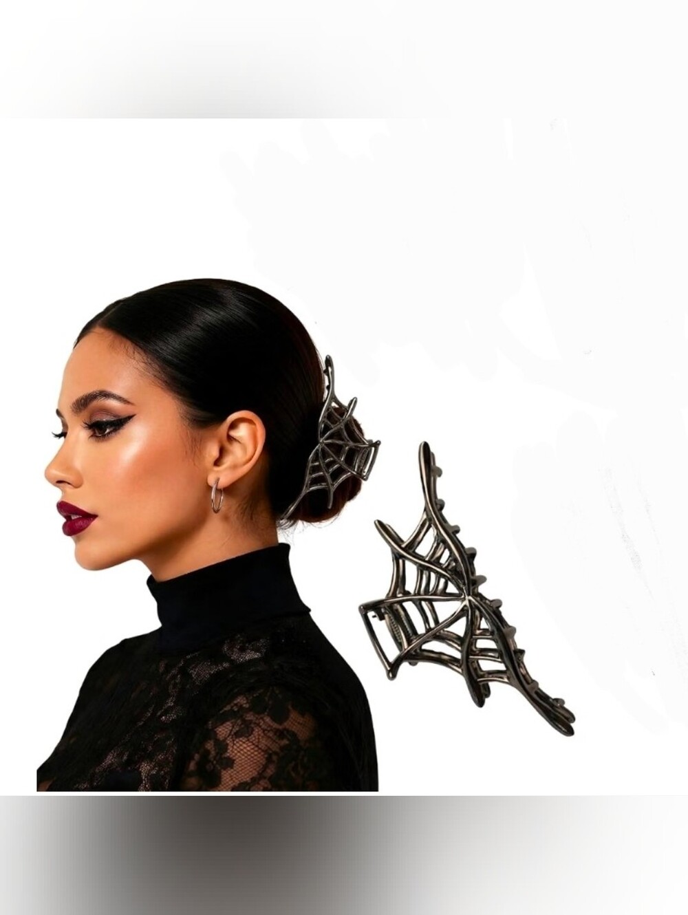 Gunmetal Spider Web Hair Claw Clip- Halloween Goth Aesethic BNIB